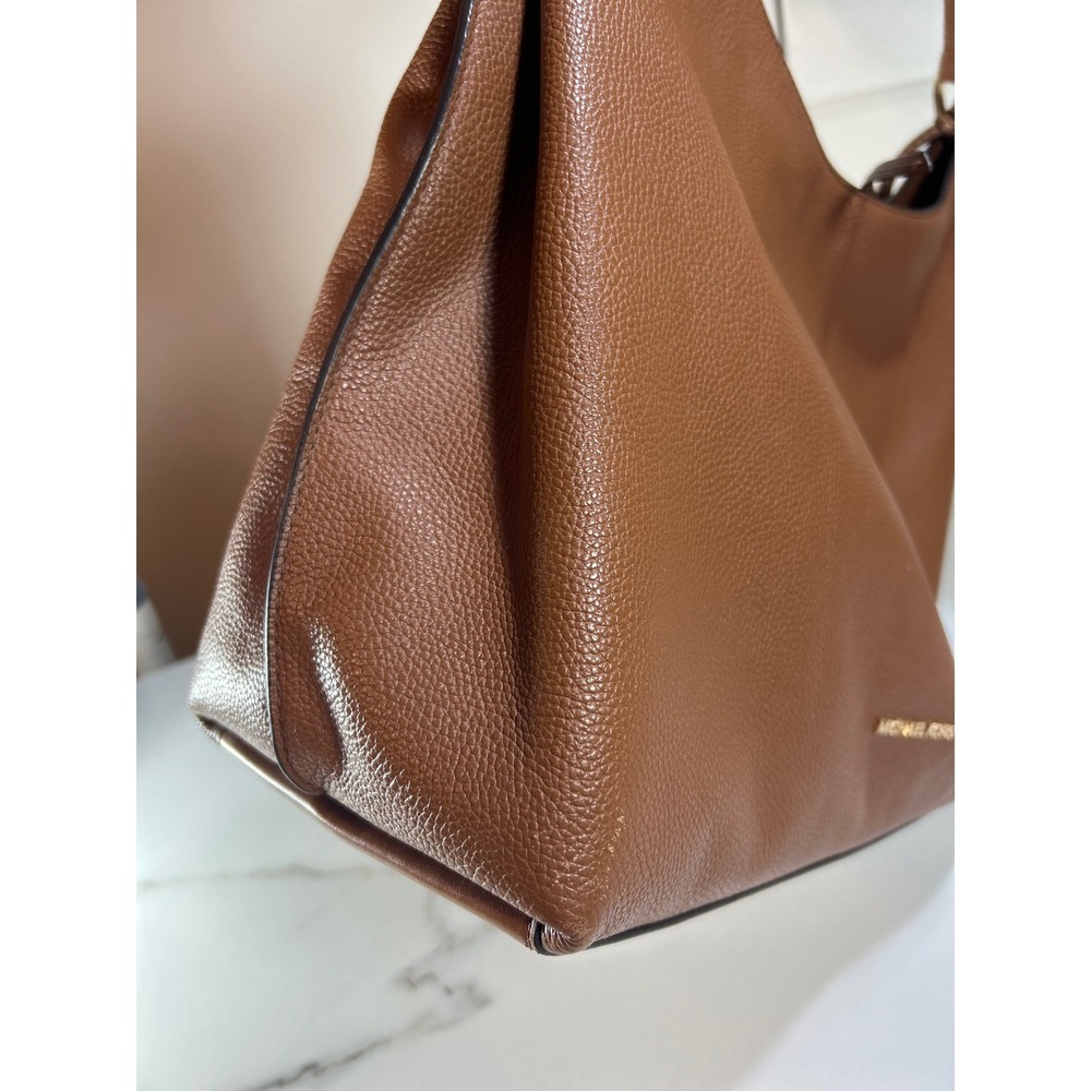 Michael Kors Luggage Brown Pebbled Leather Hobo Shoulder Bag Gold Hardware - Picture 9 of 11